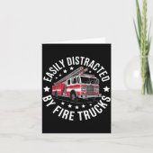 Easily Distracted By Fire Trucks Design  Kaart (Voorkant)