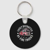 Easily Distracted By Fire Trucks Design Sleutelhanger (Voorkant)
