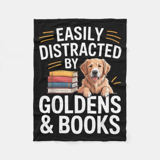 Easily Distracted By Goldens &amp; Books - Golden  Fleece Deken (Voorkant)