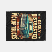 Easily Distracted By Old Ckup Trucks Funny Trucker Fleece Deken (Voorkant (Horizontaal))