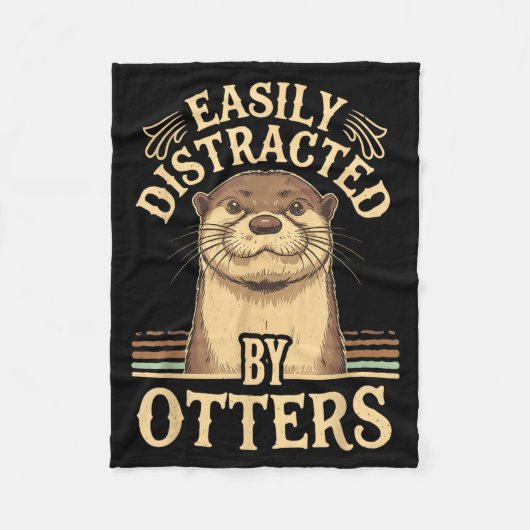 Easily Distracted By Otters Funny Otters Lovers Jo Fleece Deken (Voorkant)