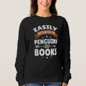 Easily Distracted By Penguins & Books Birds Trui (Voorkant)