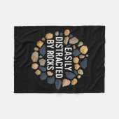 Easily Distracted By Rocks Funny Geology Rock Coll Fleece Deken (Voorkant (Horizontaal))