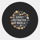 Easily Distracted By Rocks Funny Geology Rock Coll Ronde Sticker (Voorkant)