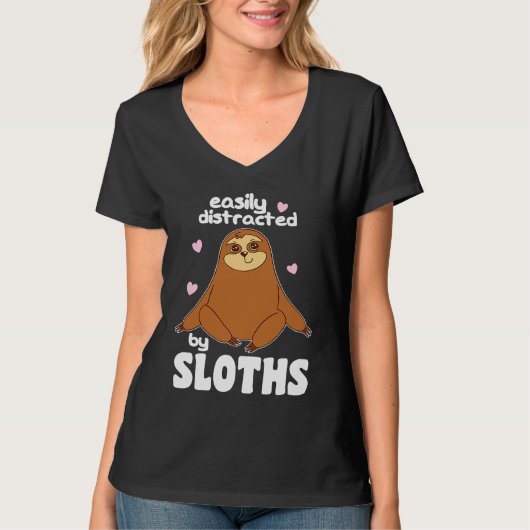 Easily Distracted By Sloths Cute Sloth T-shirt (Voorkant)