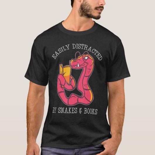 Easily Distracted By Snake And Books Python Viper  T-shirt (Voorkant)