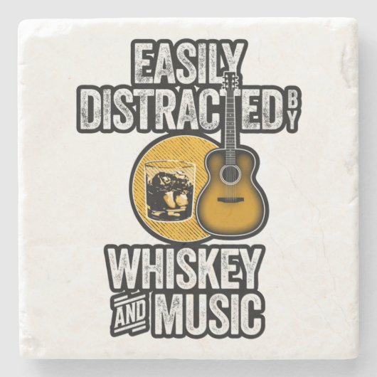 Easily Distracted by Whiskey and Music Stenen Onderzetter (Voorkant)