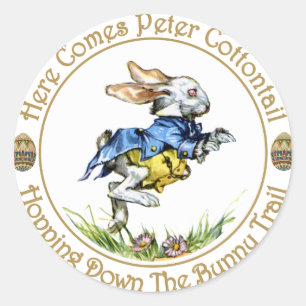 Easster - Hier komt Peter Cottontail Ronde Sticker