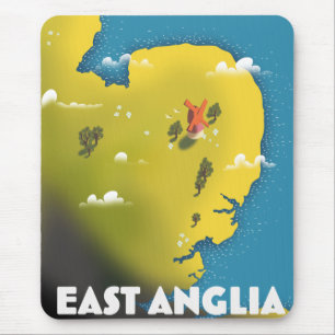 East Anglia reisposter. Briefkaart Canvas afdrukke Muismat