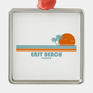 East Beach Georgia Sun Palm Trees Metalen Ornament