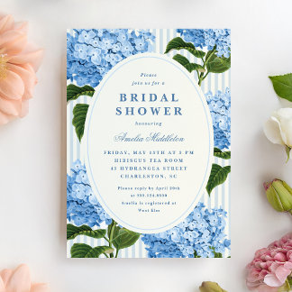 East Coast Blue Hydrangea Garden Bridal Shower Kaart