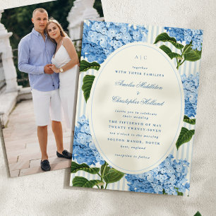 East Coast Blue Preppy Hortensia Tuin Bruiloft Save The Date