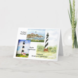 East Coast Lighthouses waterverf beroemd gemaakt d Kaart