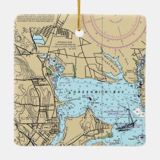 East Greenwich RI Chart Keramisch Ornament (Achterkant)