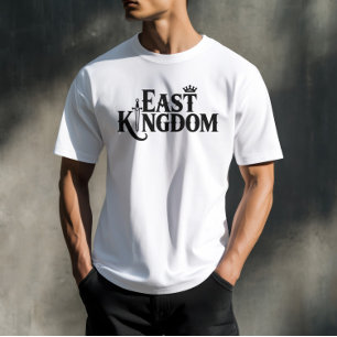 East Kingdom middeleeuwse typografie Crown & Sword T-shirt