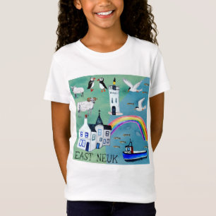EAST NEUK Fife Scotland Waterverf Map Art T-shirt
