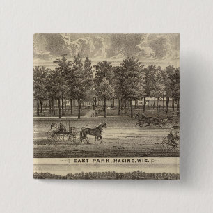 East Park, Racine en Oakland Boerderij Vierkante Button 5,1 Cm