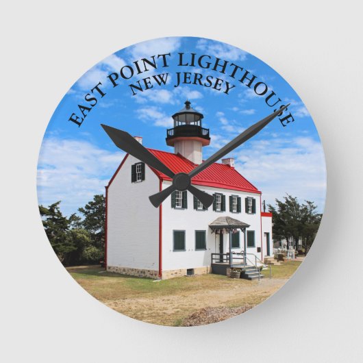 East Point Lighthouse New Jersey Round Wall Clock Ronde Klok (Voorkant)
