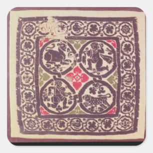 East Roman Empire tapestry met wild beest Vierkante Sticker