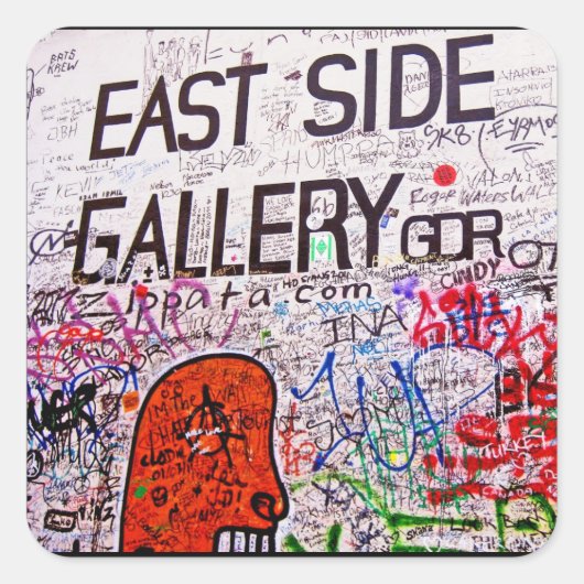 East Side Gallery, Berlin Wall, Graffiti Vierkante Sticker (Voorkant)