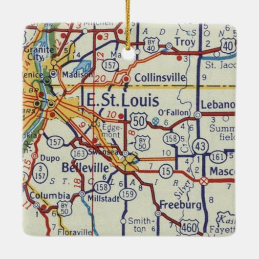 East St. Louis  Map Keramisch Ornament (Achterkant)
