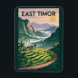 East Timor Fields Illustration Travel Art Vintage<br><div class="desc">East Timor in a vector art style. From the laid-back capital of Dili to the vibrant marine life around Atauro Island,  East Timor promises a unique and authentic travel experience for those seeking culture,  nature,  and adventure.</div>