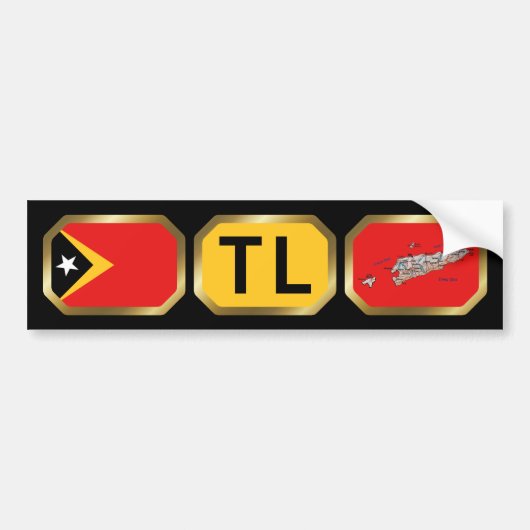East Timor Flag Map Code Bumper Sticker (Devant)