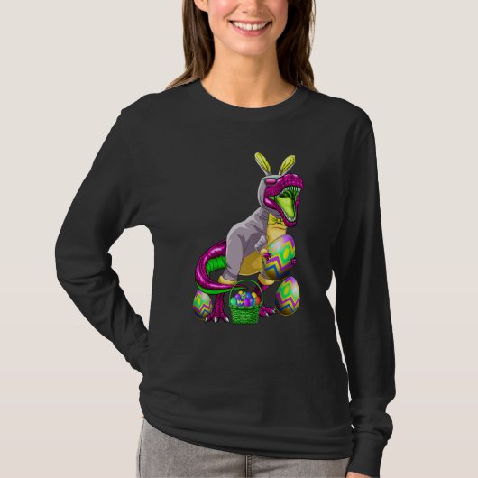 Easter Basket Bunny Dinosaur Shirt Egg Rex Kids Bo (Voorkant)