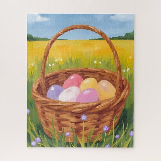 Easter Basket Egg Hunt Pastel Watercolor Legpuzzel (Verticaal)