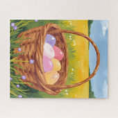 Easter Basket Egg Hunt Pastel Watercolor Legpuzzel (Horizontaal)