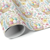 Easter Basket & Spring Floral Pattern Cadeaupapier (Rol Hoek)
