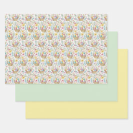 Easter Basket & Spring Floral Trio Inpakpapier Vel