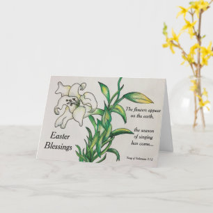 Easter Blessings Lily Card Bible Quote Kaart