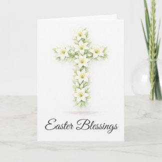 Easter Blessings Lily Cross Christian Easter Card Kaart