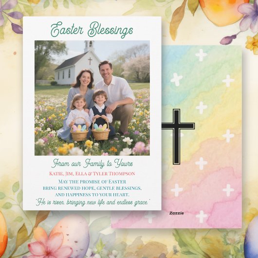 Easter Blessings  Personalized Photo Template Feestdagenkaart