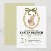 Easter Brunch and Egg Hunt Bunny Floral Invitation (Devant / Derrière)