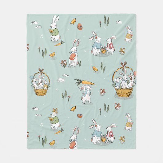 Easter Bunnies Egg Hunt familie Fleece Deken (Voorkant)