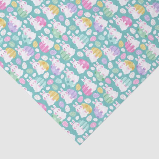 Easter Bunnies Hugging Easter Eggs Kids Pattern Tissuepapier (Detail)