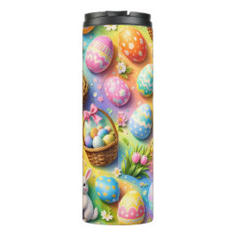 Easter bunny and colourful egg pattern thermosbeker
