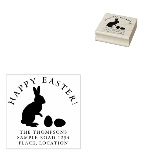 Easter Bunny And Eggs With Name And Address Rubberstempel (Gestempeld)