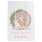 Easter Bunny at Garden Personalized Gift Bag Medium Cadeauzakje (Achterkant)
