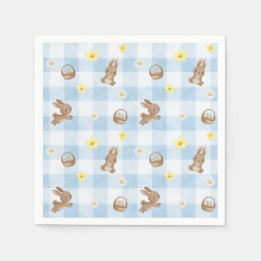 Easter Bunny Blue Gingham Servet