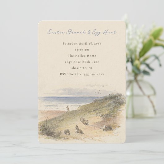 Easter Bunny Brunch and Egg Hunt Invitation (Debout devant)