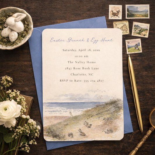 Easter Bunny Brunch and Egg Hunt Invitation Kaart