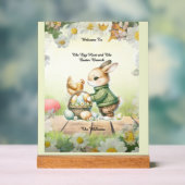  Easter Bunny & Chick Acrylic Welcome Sign (Neutre)