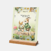 Easter Bunny & Chick Acrylic Welcome Sign (Angle)
