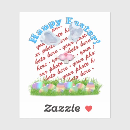 Easter Bunny (Ears & Nose Adjustable) Photo Frame Sticker (Vel)