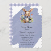 Easter Bunny Eggs and Flowers Baby shower Kaart (Voorkant / Achterkant)