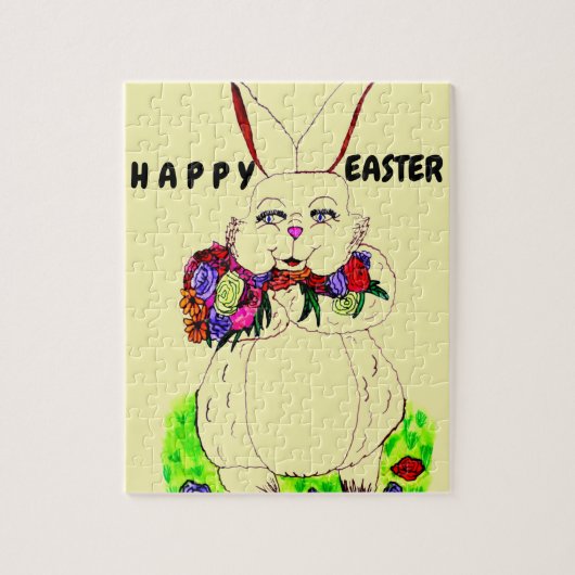 EASTER BUNNY ET FLEURS puzzle (Vertical)