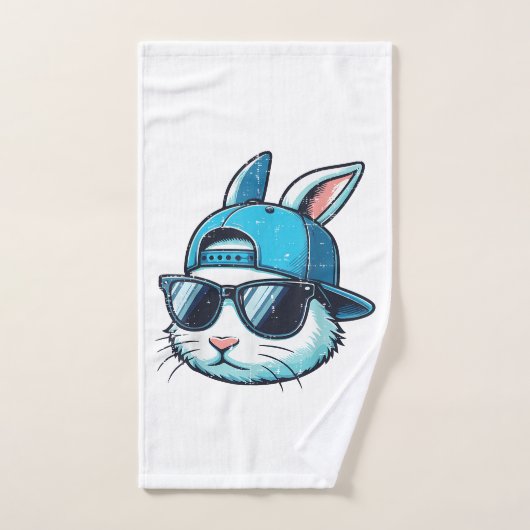 Easter Bunny Face Baseball Cap Sunglasses Rabbit B (Serviette à main)